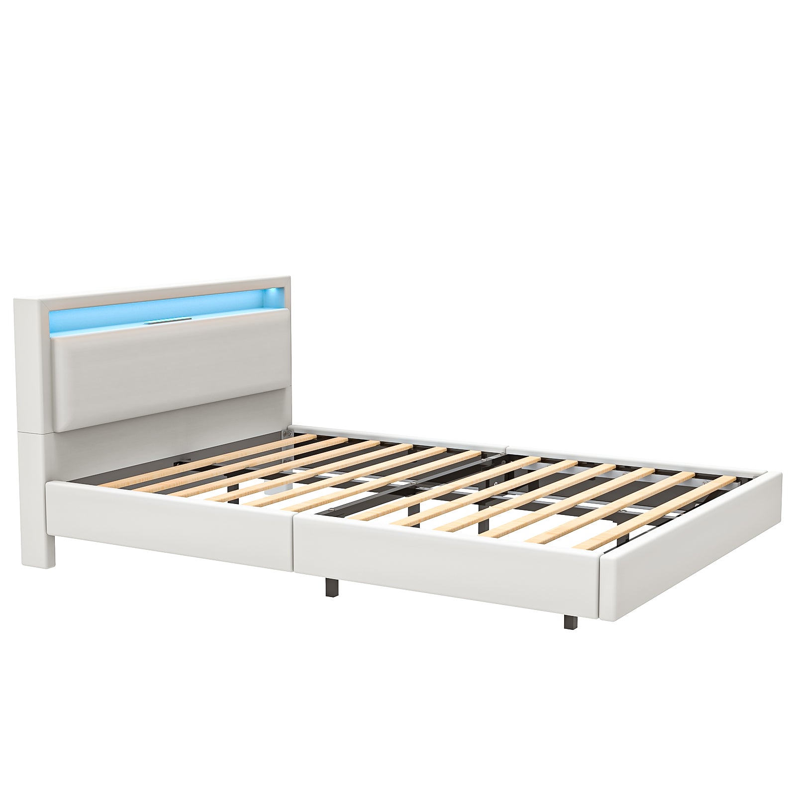 OYAJIA Floating Bed Frame with LED Lighting and USB Charging