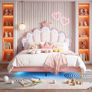 OYAJIA Princess Bed Frame with Crown Headboard