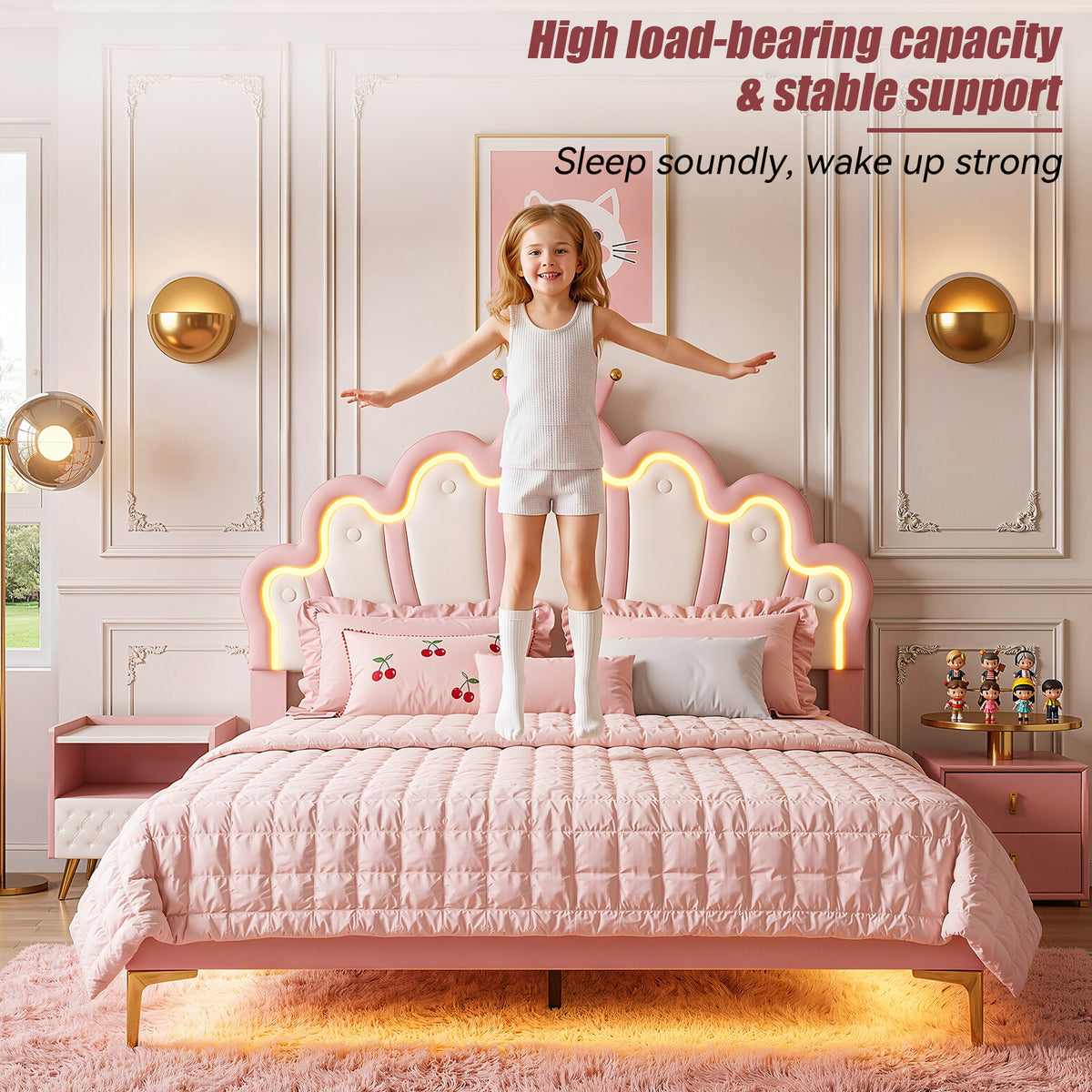 OYAJIA Princess Bed Frame with Crown Headboard