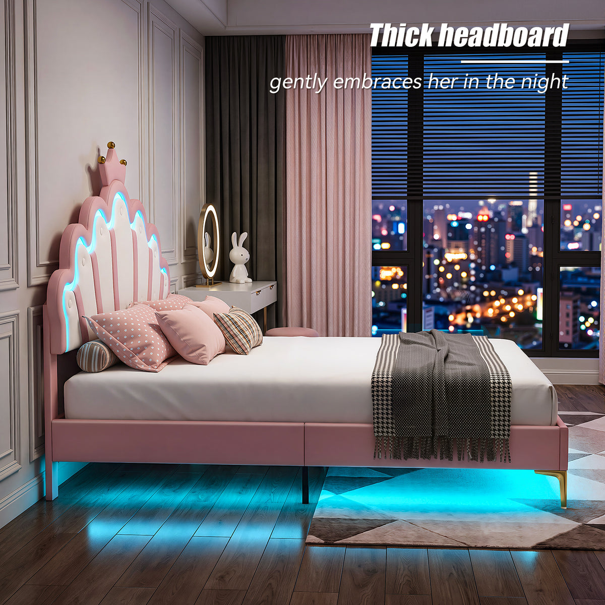 OYAJIA Princess Bed Frame with Crown Headboard