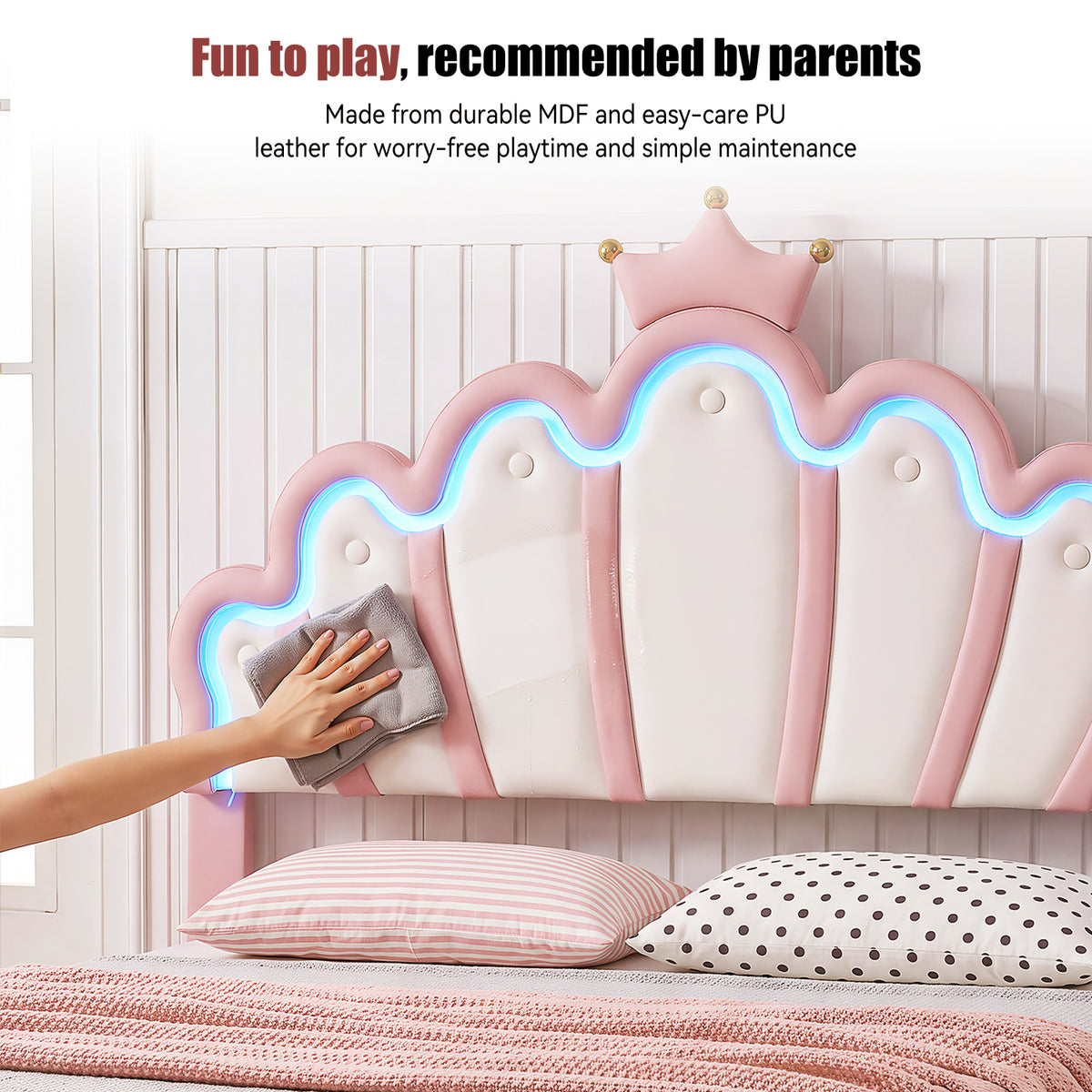 OYAJIA Princess Bed Frame with Crown Headboard