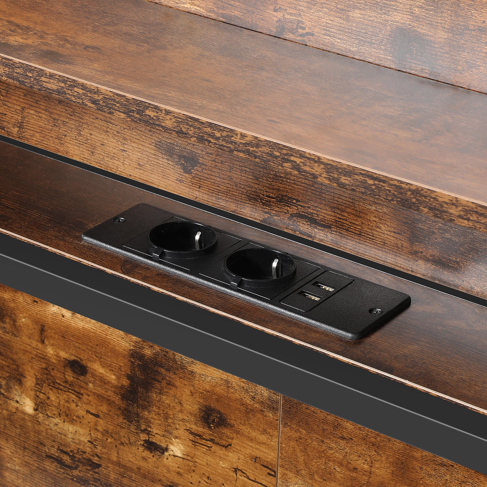 OYAJIA Storage Bed Frame with LED Headboard, 4 Drawers, Shelves and Charging Ports