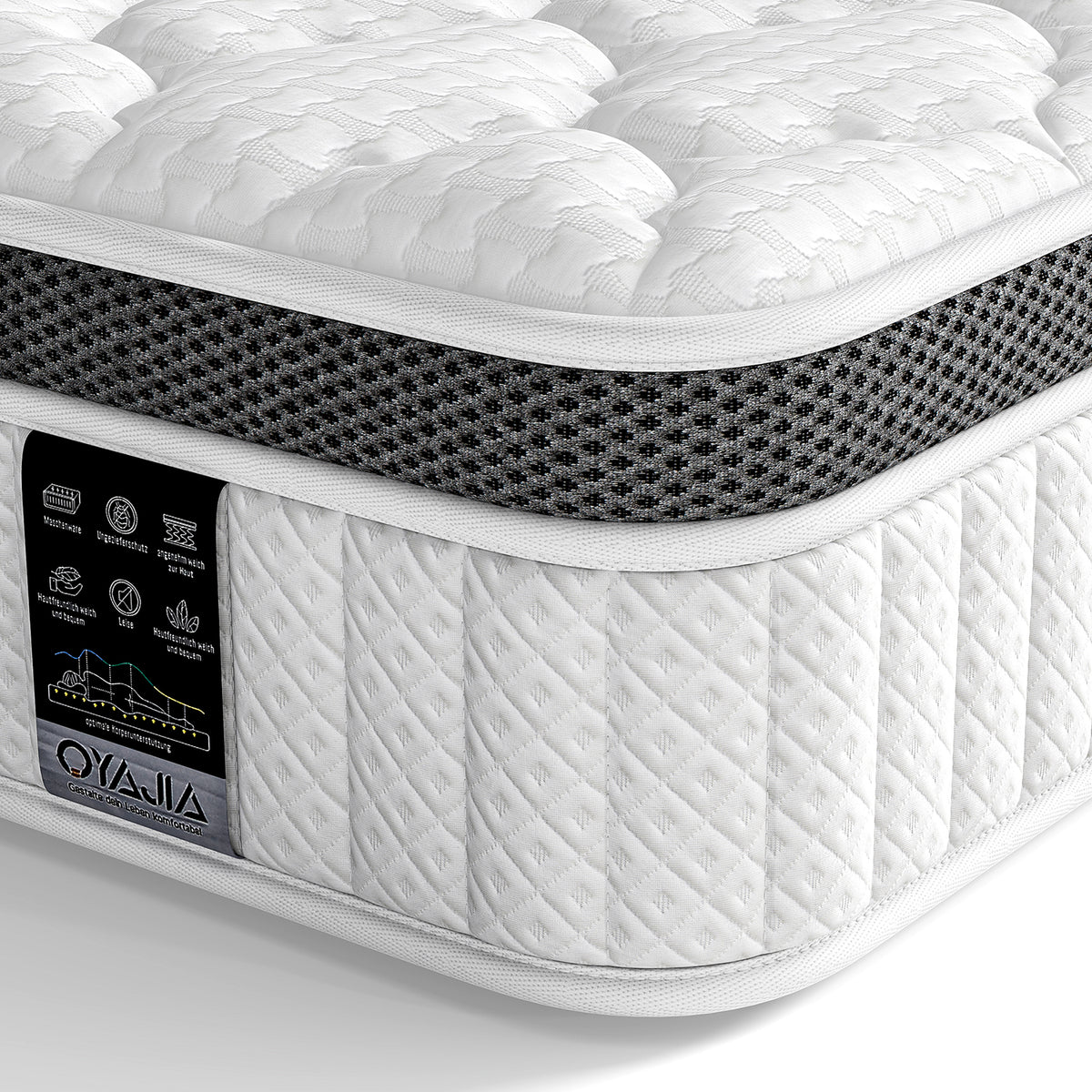 OYAJIA 25cm 7-Zone Pocket Spring Mattress with 10-Layer Comfort
