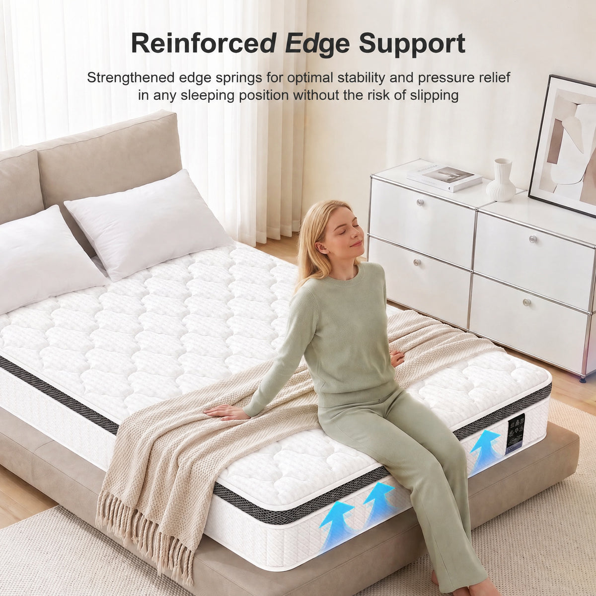 OYAJIA 25cm 7-Zone Pocket Spring Mattress with 10-Layer Comfort