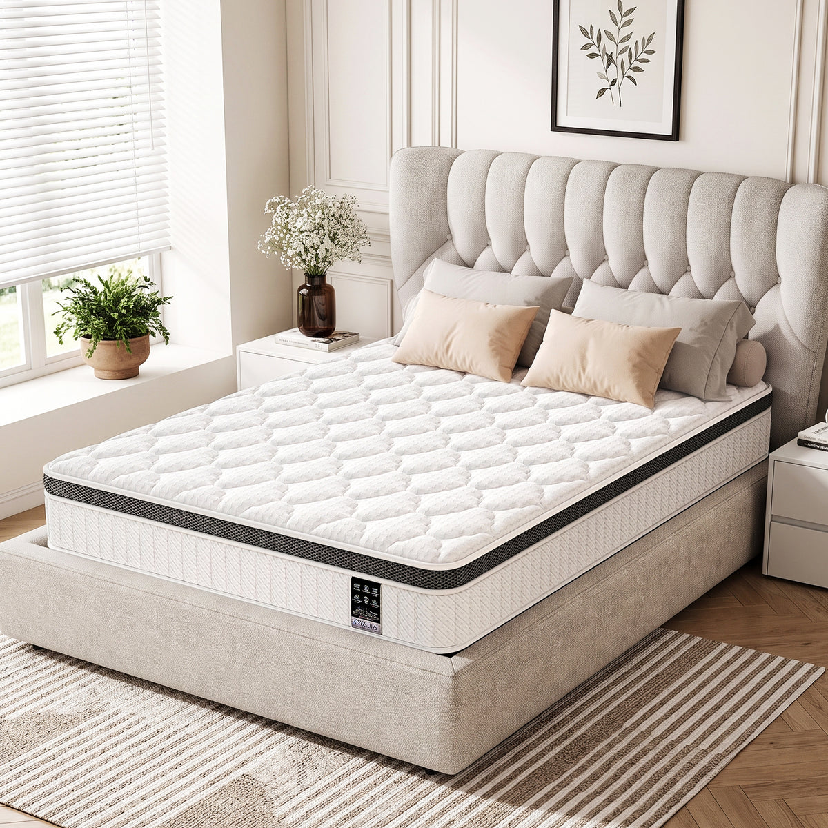 OYAJIA 25cm 7-Zone Pocket Spring Mattress with 10-Layer Comfort