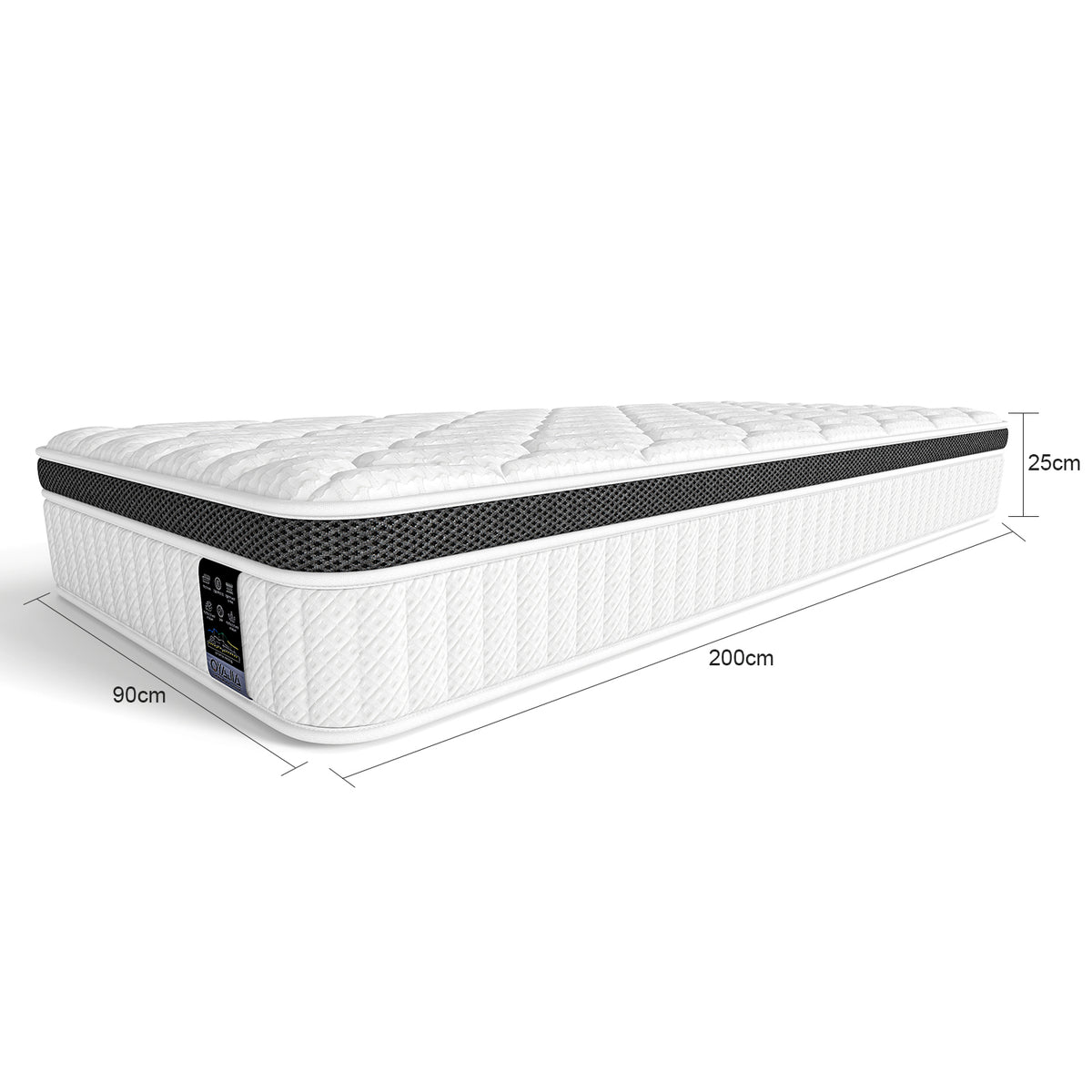 OYAJIA 25cm 7-Zone Pocket Spring Mattress with 10-Layer Comfort