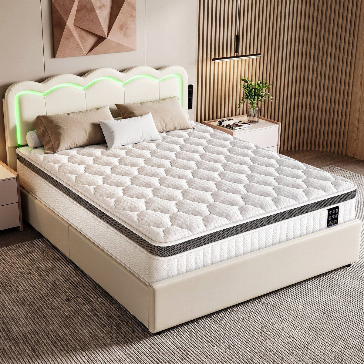 OYAJIA 25cm 7-Zone Pocket Spring Mattress with 10-Layer Comfort