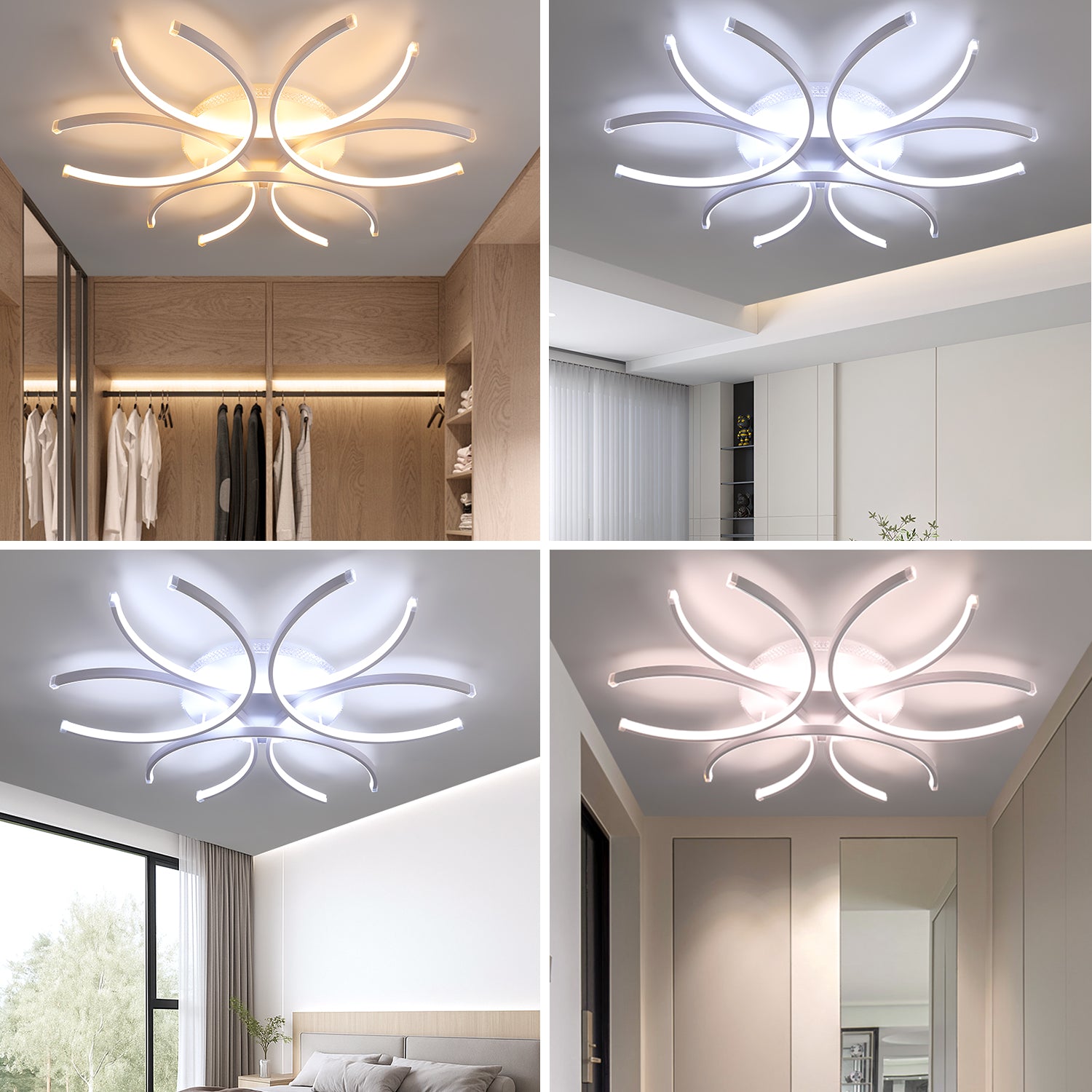 OYAJIA Modern LED Ceiling Light with Remote, Dimmable 3000K-6000K Flower Design