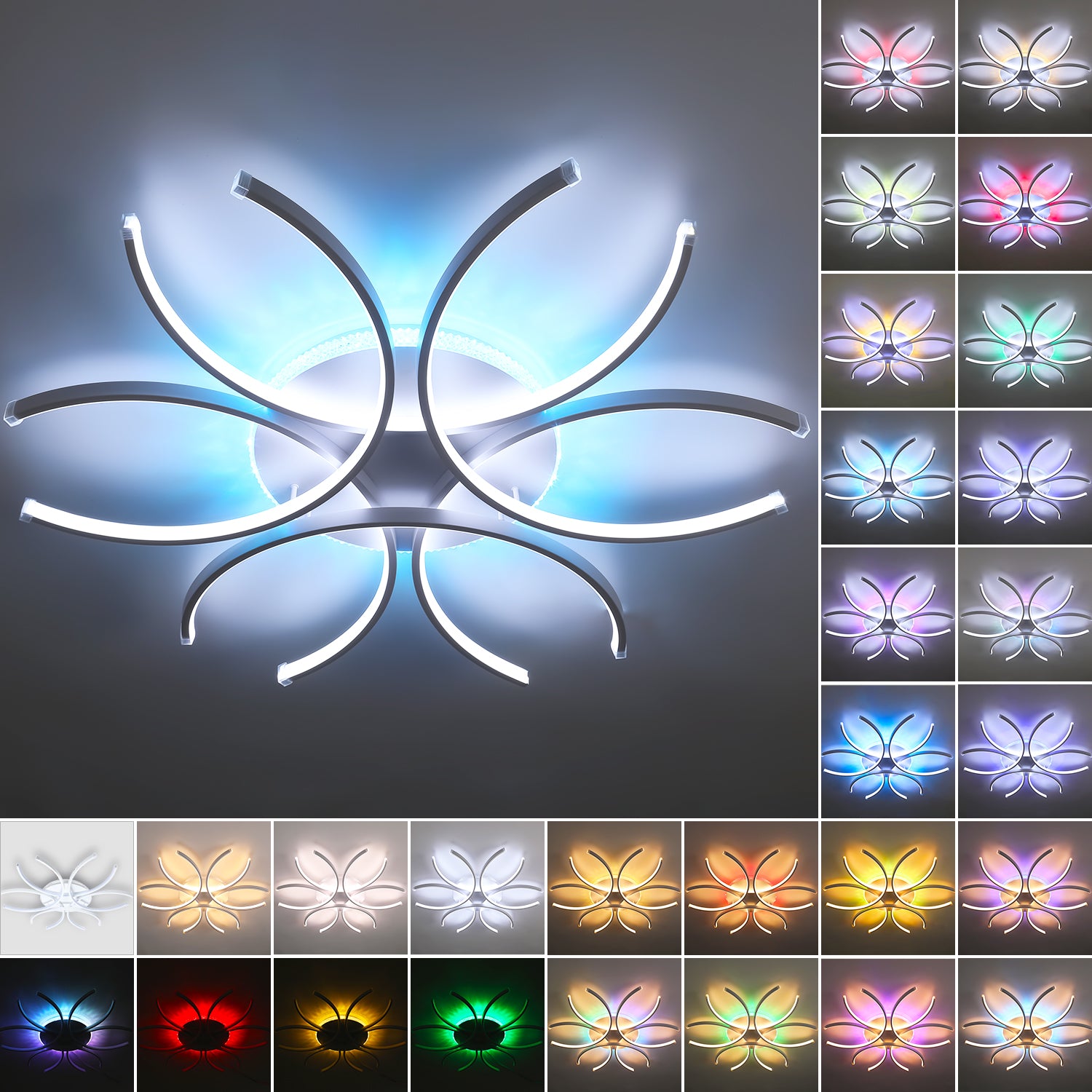 OYAJIA Modern LED Ceiling Light with Remote, Dimmable 3000K-6000K Flower Design