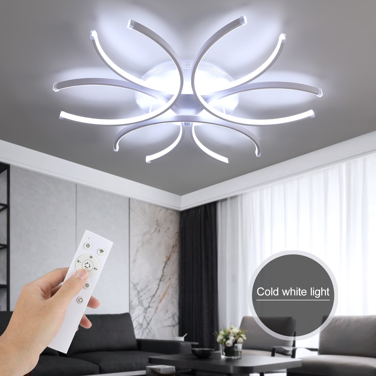 OYAJIA Modern LED Ceiling Light with Remote, Dimmable 3000K-6000K Flower Design
