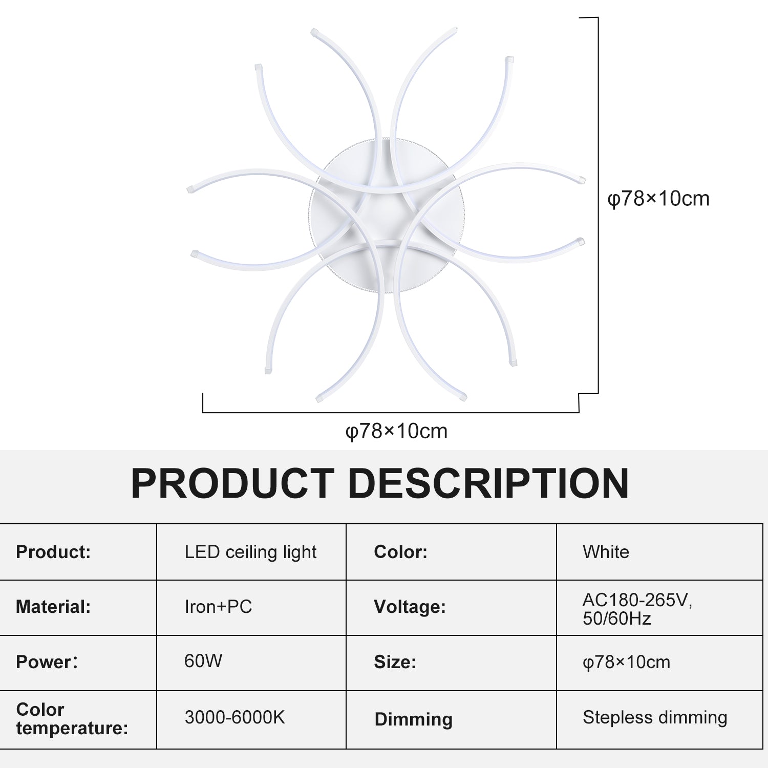OYAJIA Modern LED Ceiling Light with Remote, Dimmable 3000K-6000K Flower Design