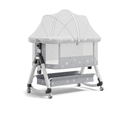 OYAJIA 3-in-1 Baby Bedside Crib with 6-Level Height Adjustment, Wheels and Mosquito Net