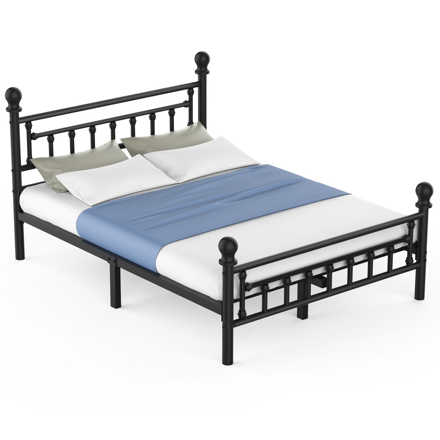 OYAJIA Heavy Duty Metal Bed Frame with Headboard and Footboard, Vintage Platform Design
