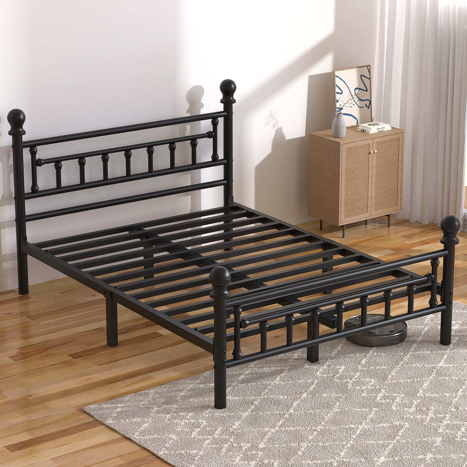 OYAJIA Heavy Duty Metal Bed Frame with Headboard and Footboard, Vintage Platform Design