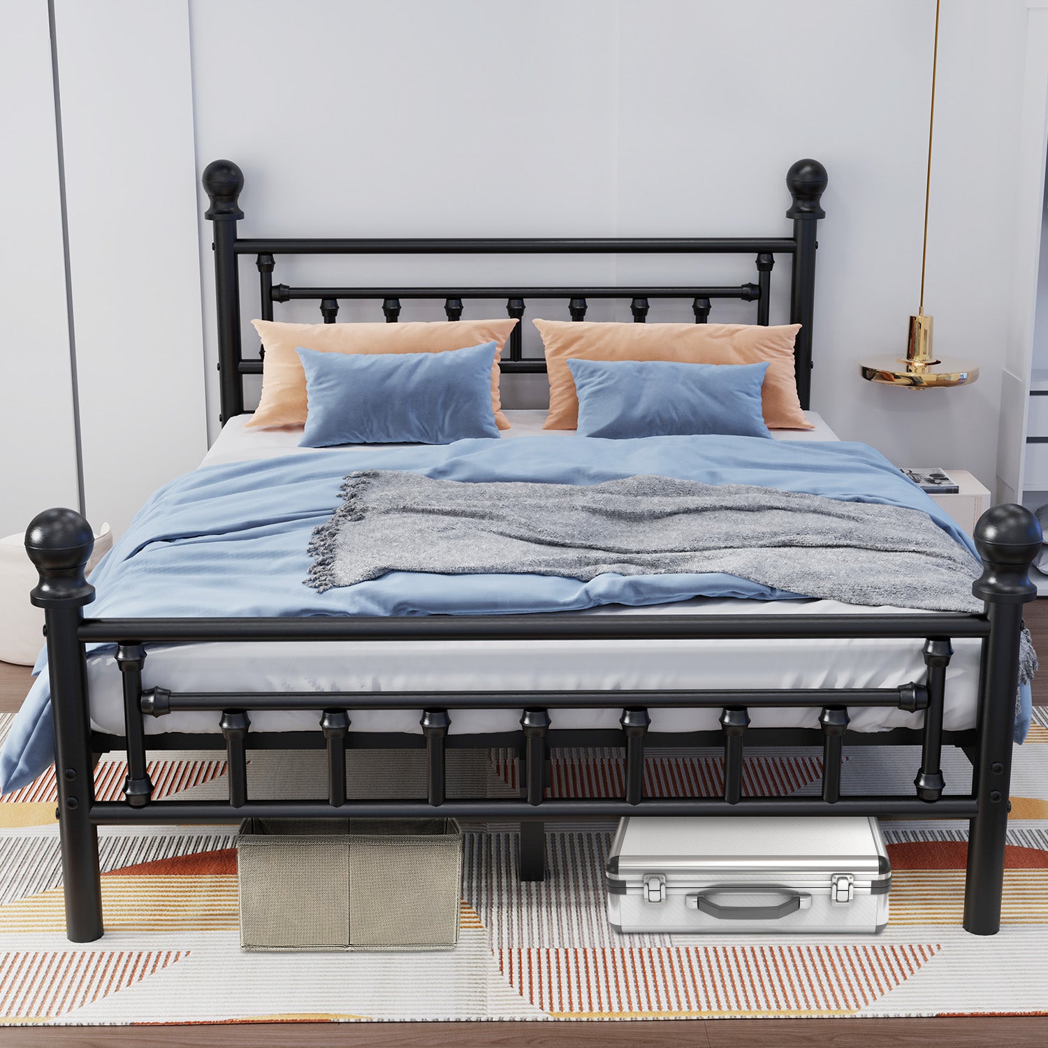 OYAJIA Heavy Duty Metal Bed Frame with Headboard and Footboard, Vintage Platform Design