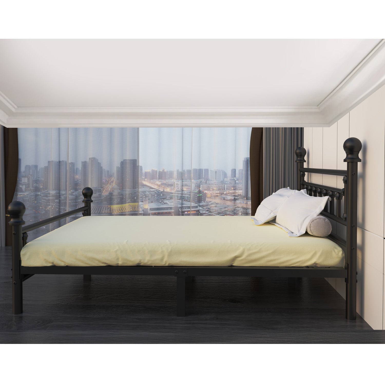 OYAJIA Heavy Duty Metal Bed Frame with Headboard and Footboard, Vintage Platform Design
