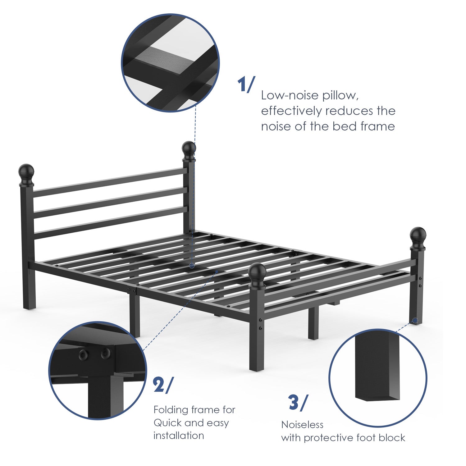OYAJIA Heavy Duty Bed Frames with Headboard and Footboard