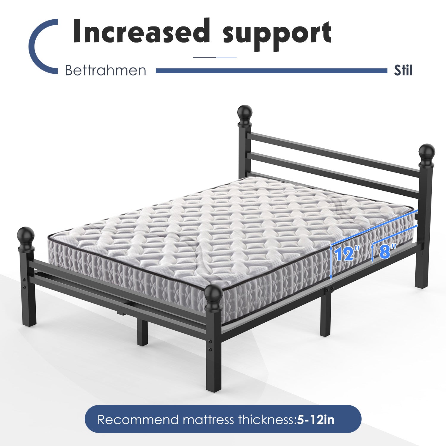 OYAJIA Heavy Duty Bed Frames with Headboard and Footboard