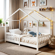 OYAJIA Montessori Floor Bed with Removable Safety Guardrail and Pine Wood Frame