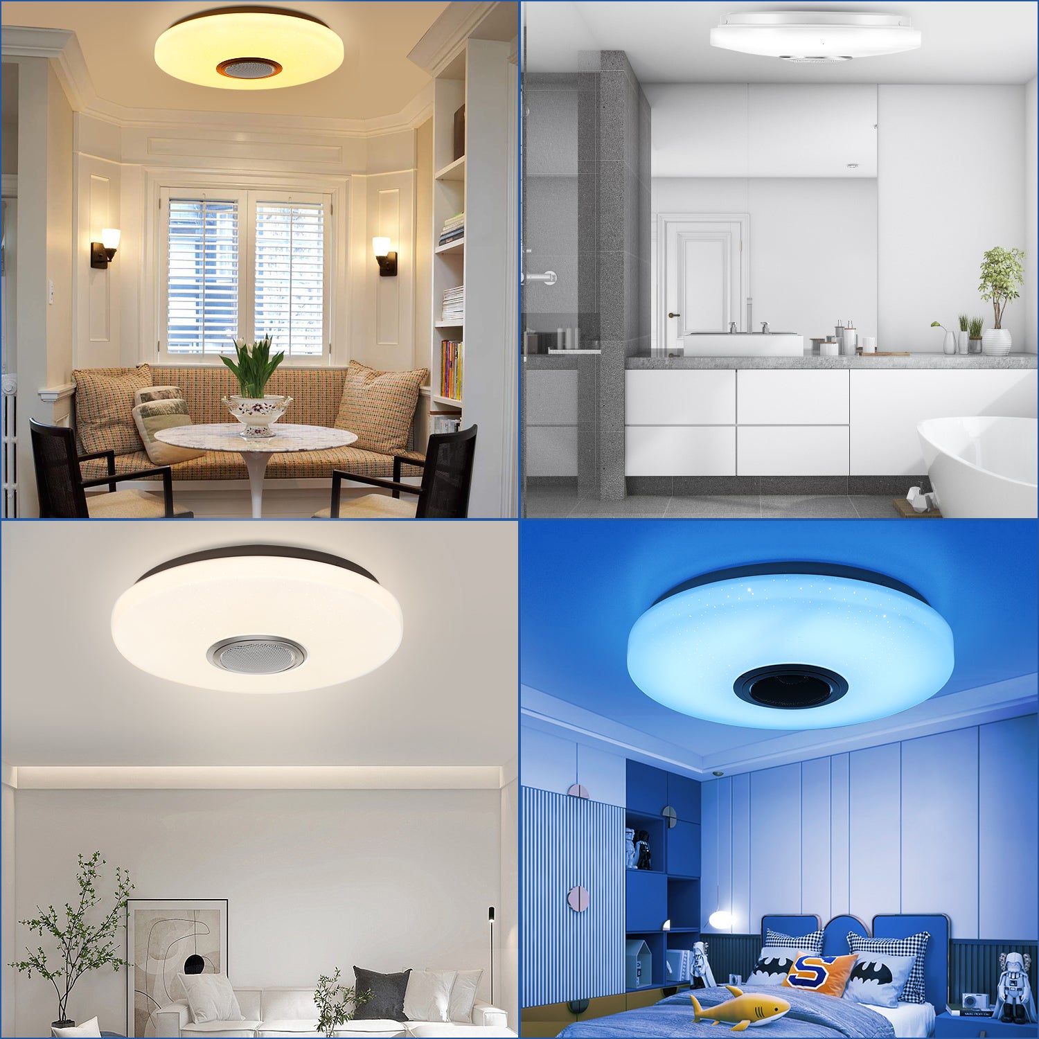 OYAJIA RGB LED Ceiling Light with Bluetooth Speaker, App Control, Dimmable Lighting