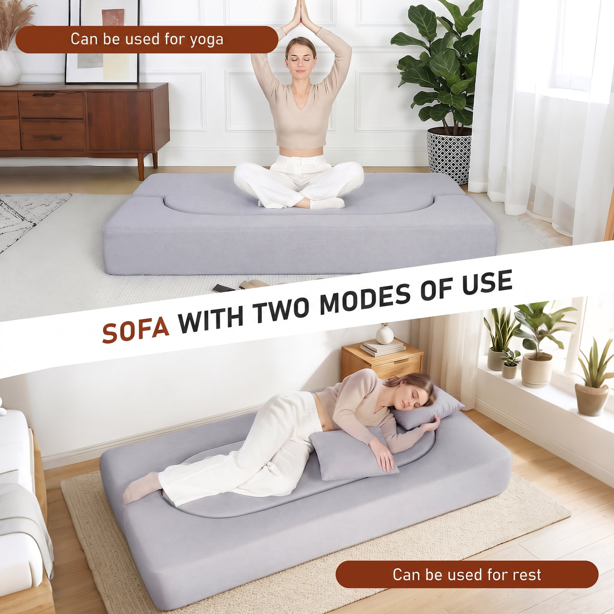 OYAJIA Foldable Sofa Bed with Two Pillows & Washable Cover, 193 x 81 cm
