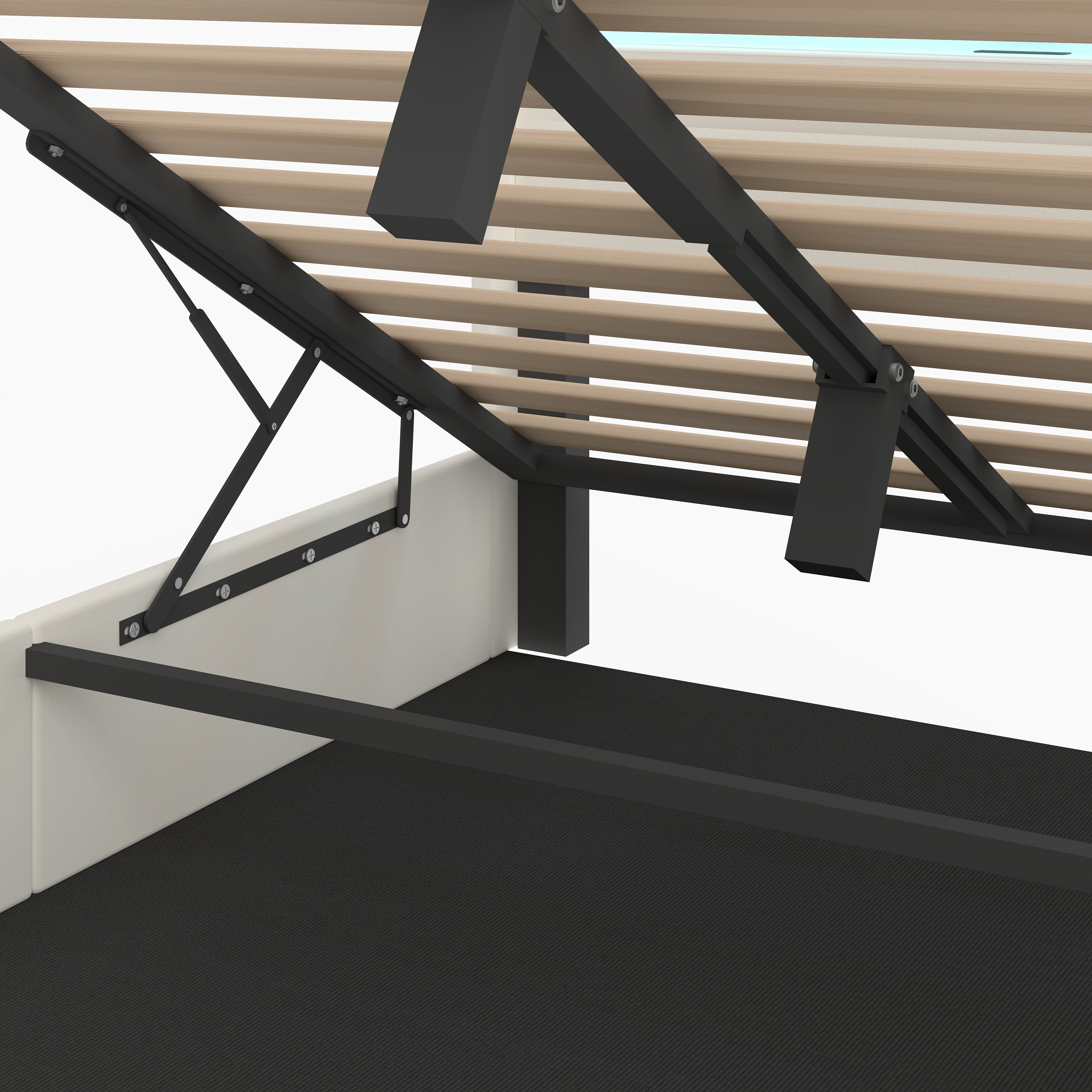OYAJIA PU Leather Storage Bed with Hydraulic Lift, USB and Type-C Charging Ports