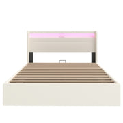 OYAJIA PU Leather Storage Bed with Hydraulic Lift, USB and Type-C Charging Ports