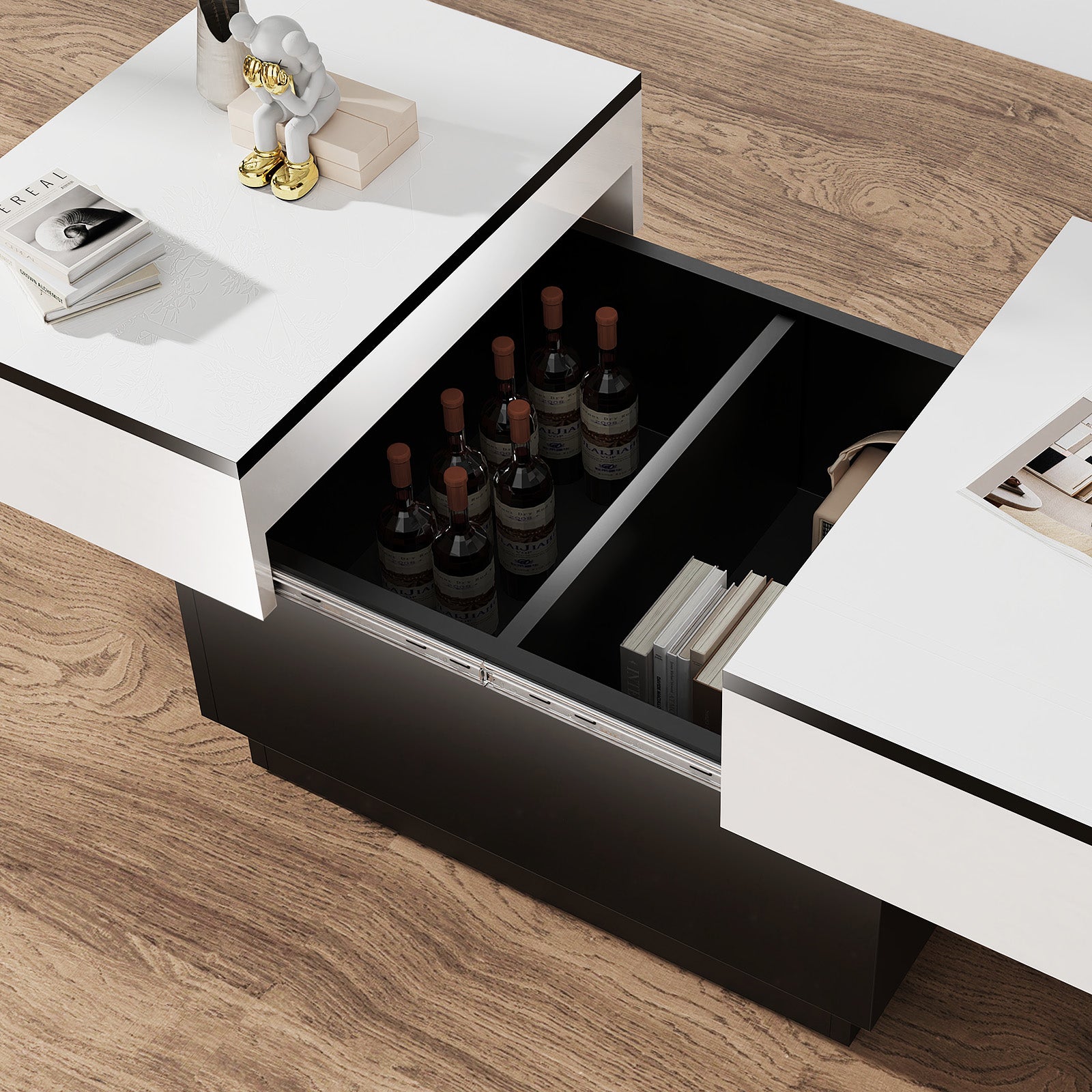 OYAJIA Extendable Coffee Table with Hidden Storage, 20-Color Lights and App Control for Living Room