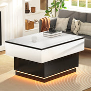 OYAJIA Extendable Coffee Table with Hidden Storage, 20-Color Lights and App Control for Living Room