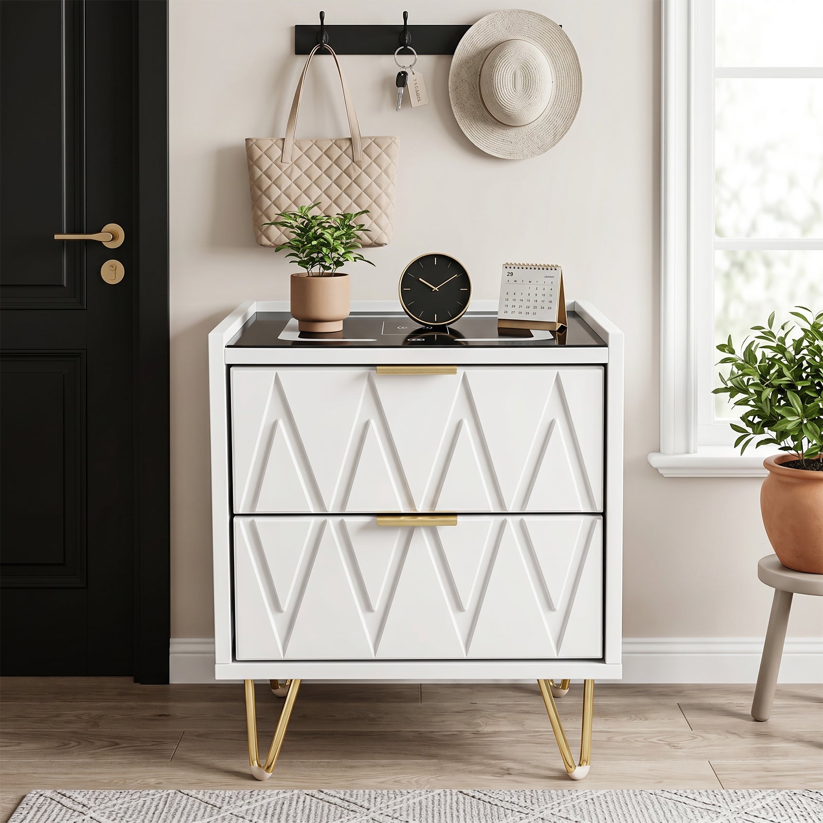 OYAJIA Nightstand with 2/3 Drawers, 15W Wireless Charging, USB and Type-C Ports