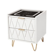 OYAJIA Nightstand with 2/3 Drawers, 15W Wireless Charging, USB and Type-C Ports