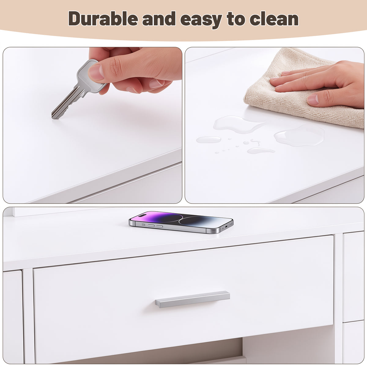 OYAJIA White Vanity Desk with RGB LED Mirror