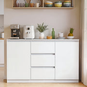 OYAJIA 120cm Sideboard with 2 Doors, 3 Drawers & Adjustable Shelves