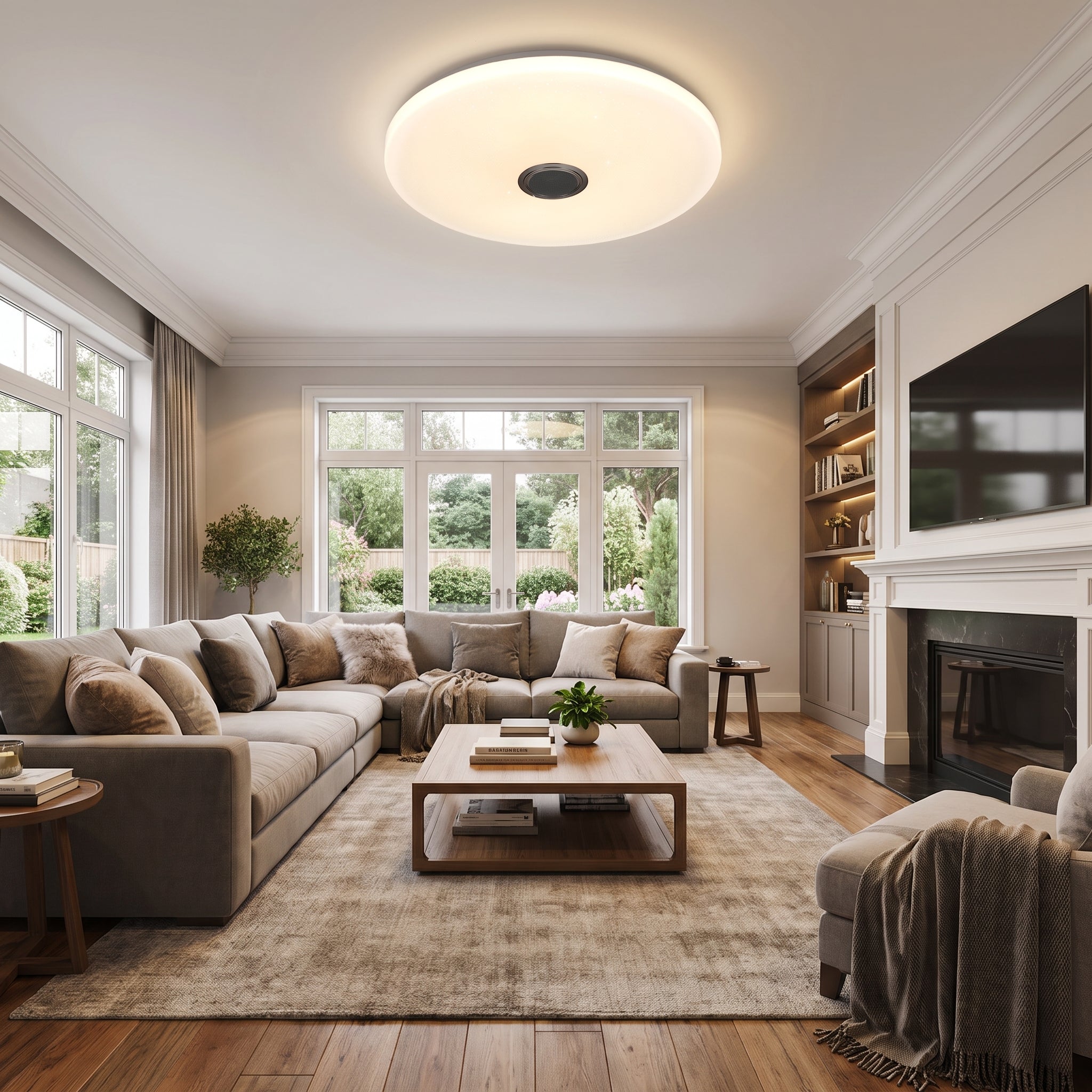 OYAJIA 60W LED Ceiling Light with Bluetooth Speaker, RGB, App and Remote Control