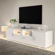 OYAJIA Modern High Gloss TV Stand 160cm with 16-Color RGB LED Lights and Storage