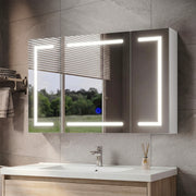 OYAJIA LED Bathroom Mirror Cabinet with Lights, 3 Doors, Dimmable 3-Color Lighting
