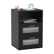 OYAJIA Smart Nightstand with RGB LED, Charging Station, USB-C, USB Port and 2/3 Drawers