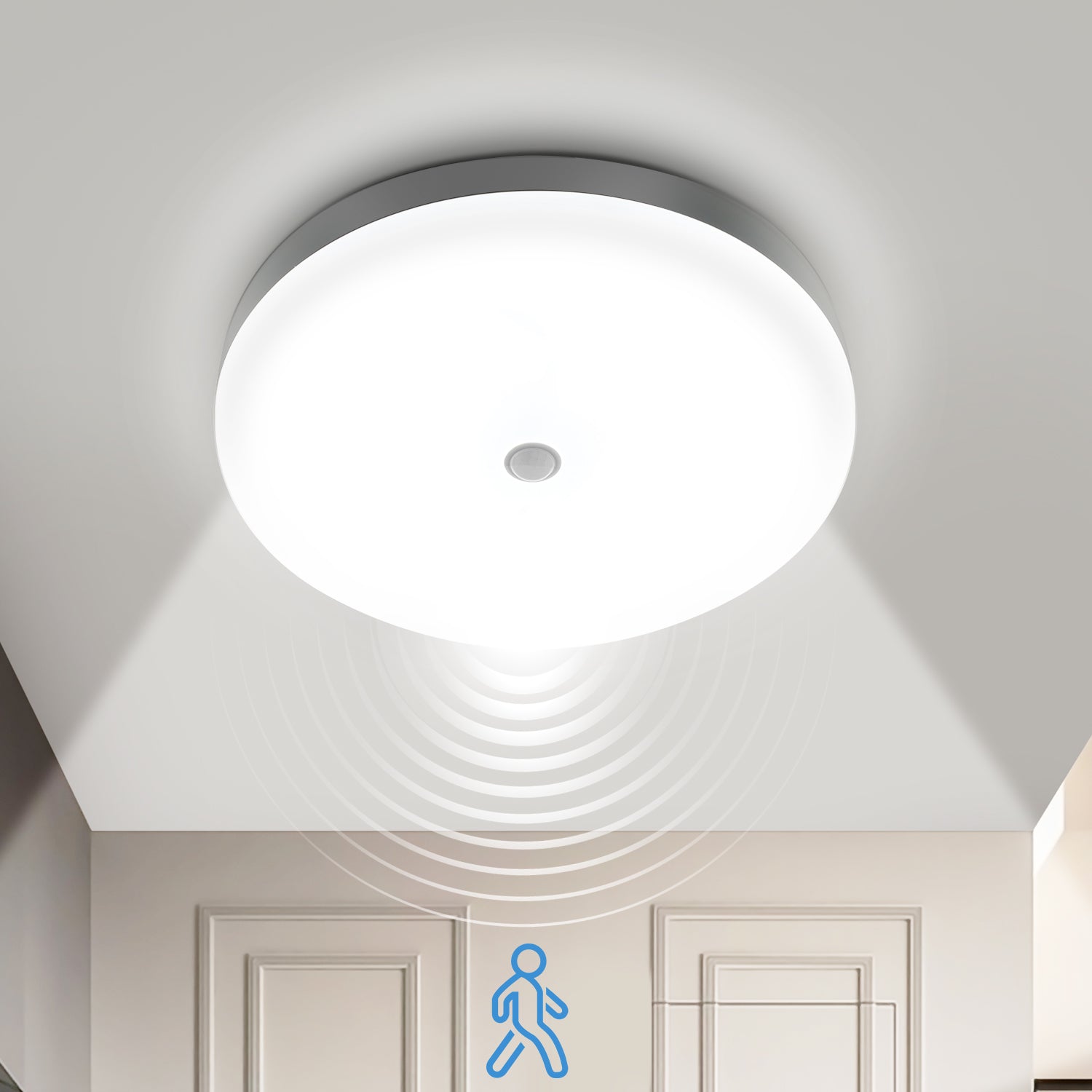 OYAJIA LED Ceiling Light with PIR Motion Sensor, 6500K Cool White, 120° Beam Angle and IP44