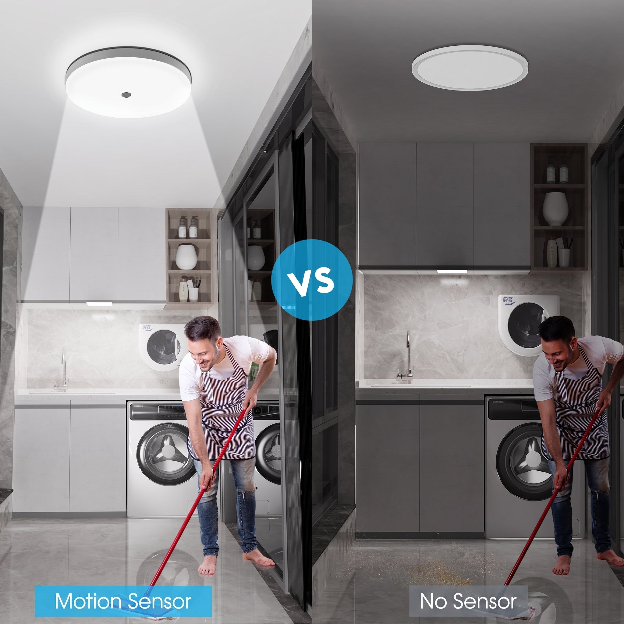 OYAJIA LED Ceiling Light with PIR Motion Sensor, 6500K Cool White, 120° Beam Angle and IP44