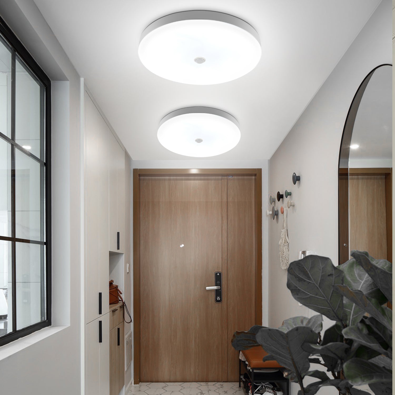 OYAJIA LED Ceiling Light with PIR Motion Sensor, 6500K Cool White, 120° Beam Angle and IP44