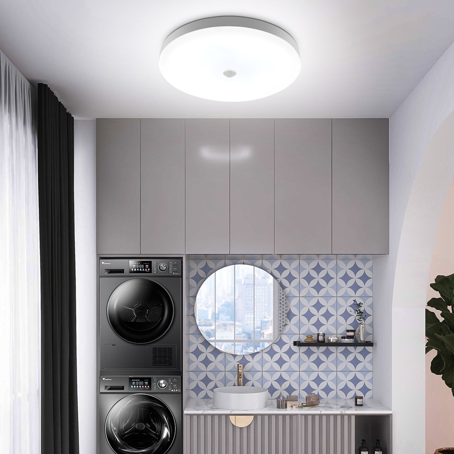 OYAJIA LED Ceiling Light with PIR Motion Sensor, 6500K Cool White, 120° Beam Angle and IP44