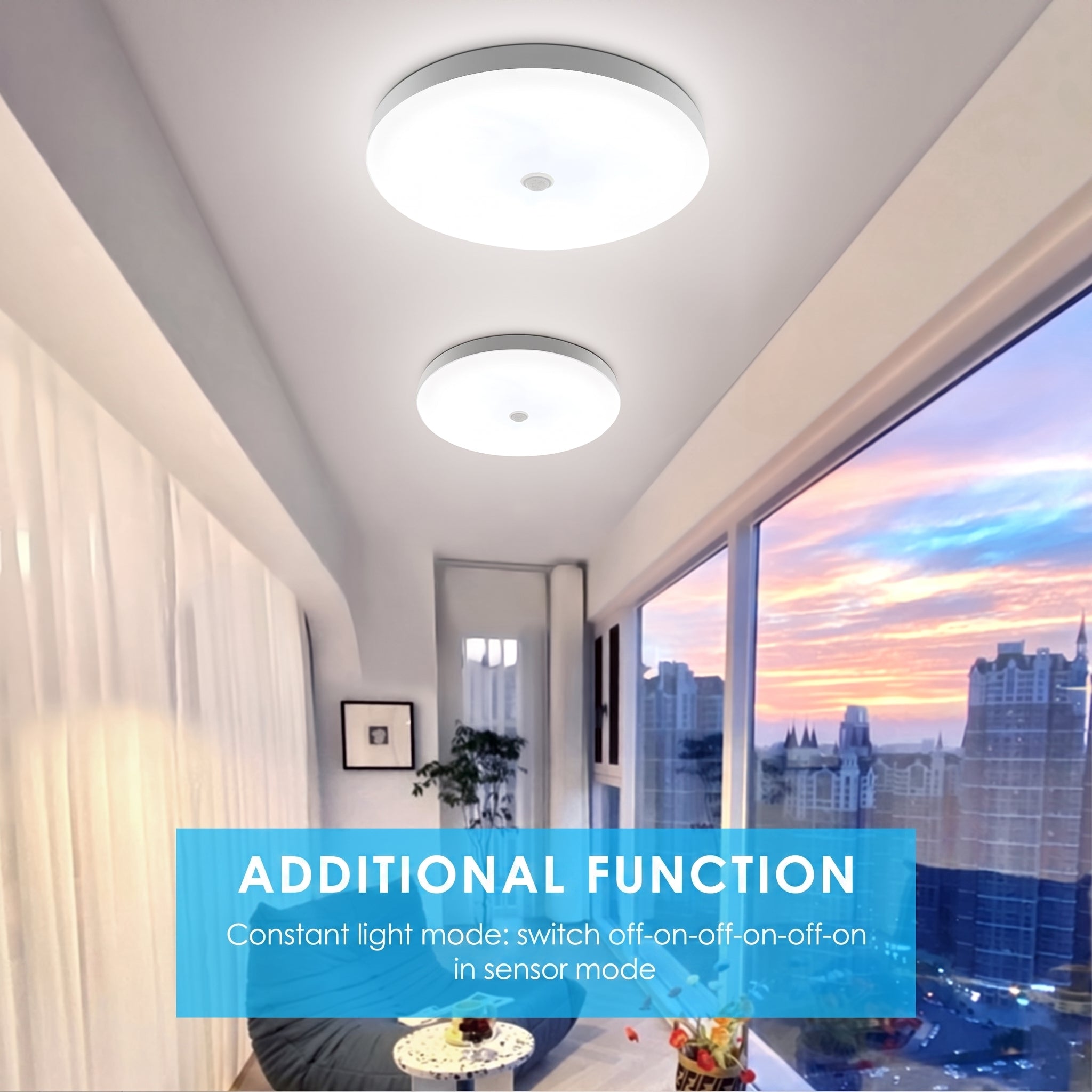 OYAJIA LED Ceiling Light with PIR Motion Sensor, 6500K Cool White, 120° Beam Angle and IP44