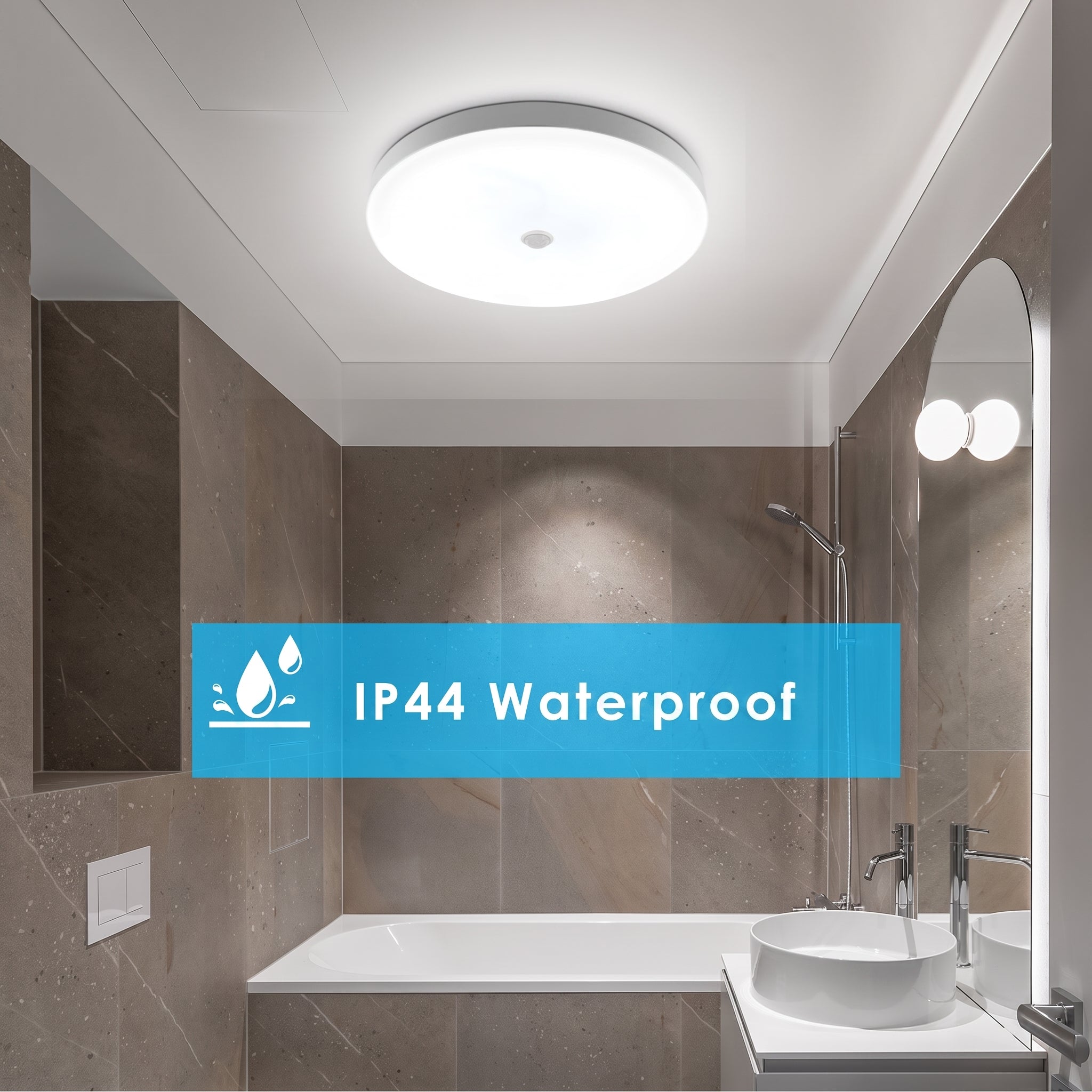 OYAJIA LED Ceiling Light with PIR Motion Sensor, 6500K Cool White, 120° Beam Angle and IP44