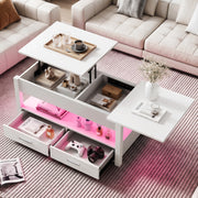 OYAJIA Modern LED Lift-Top Coffee Table with 2 Drawers, Open Storage and App Control