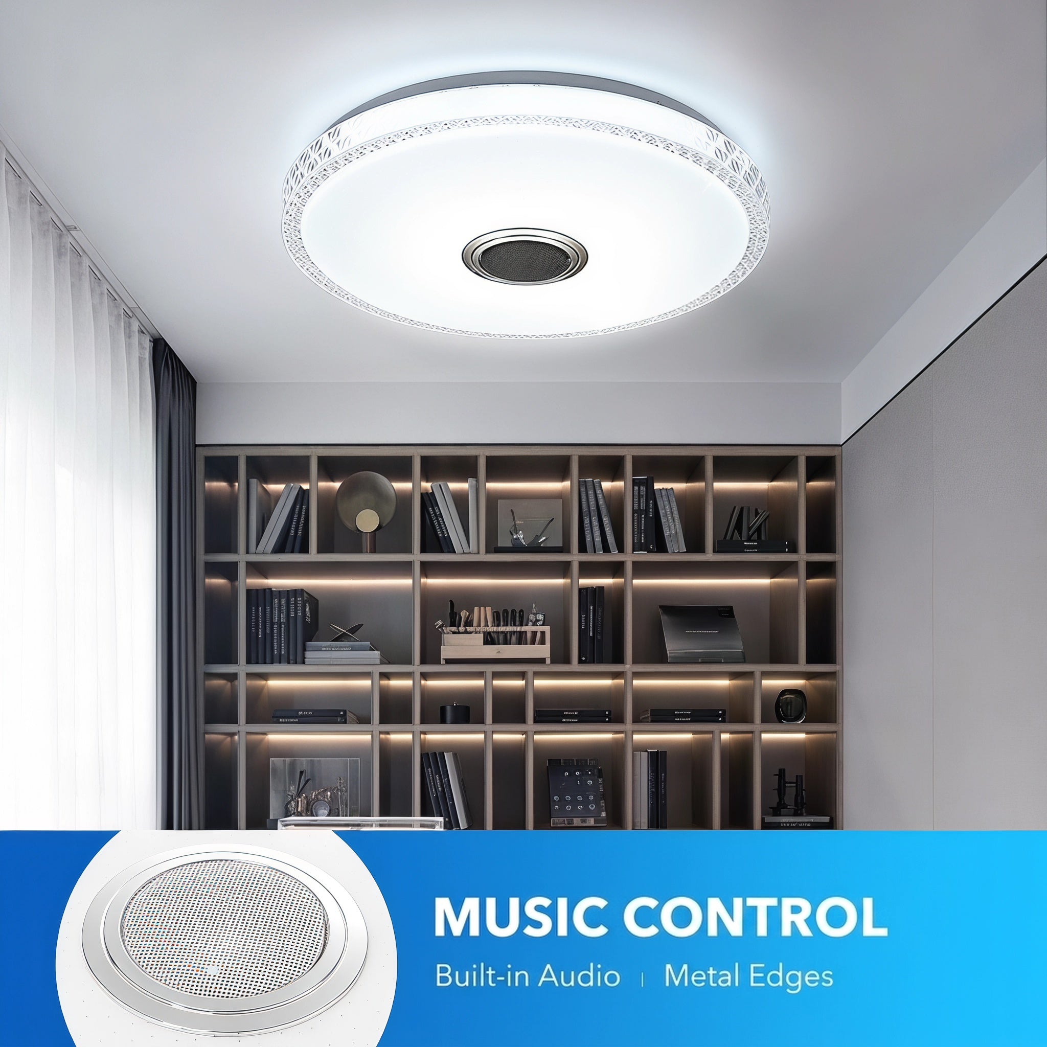 OYAJIA 40W Crystal LED Ceiling Light with Bluetooth Speaker, RGB and Remote