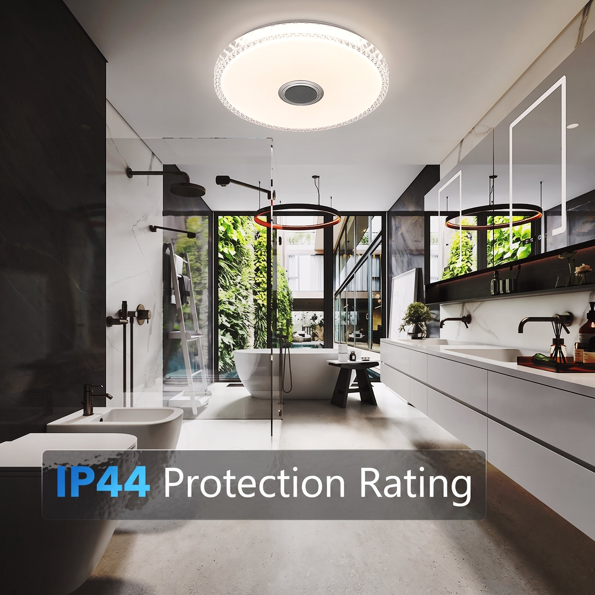 OYAJIA 40W Crystal LED Ceiling Light with Bluetooth Speaker, RGB and Remote