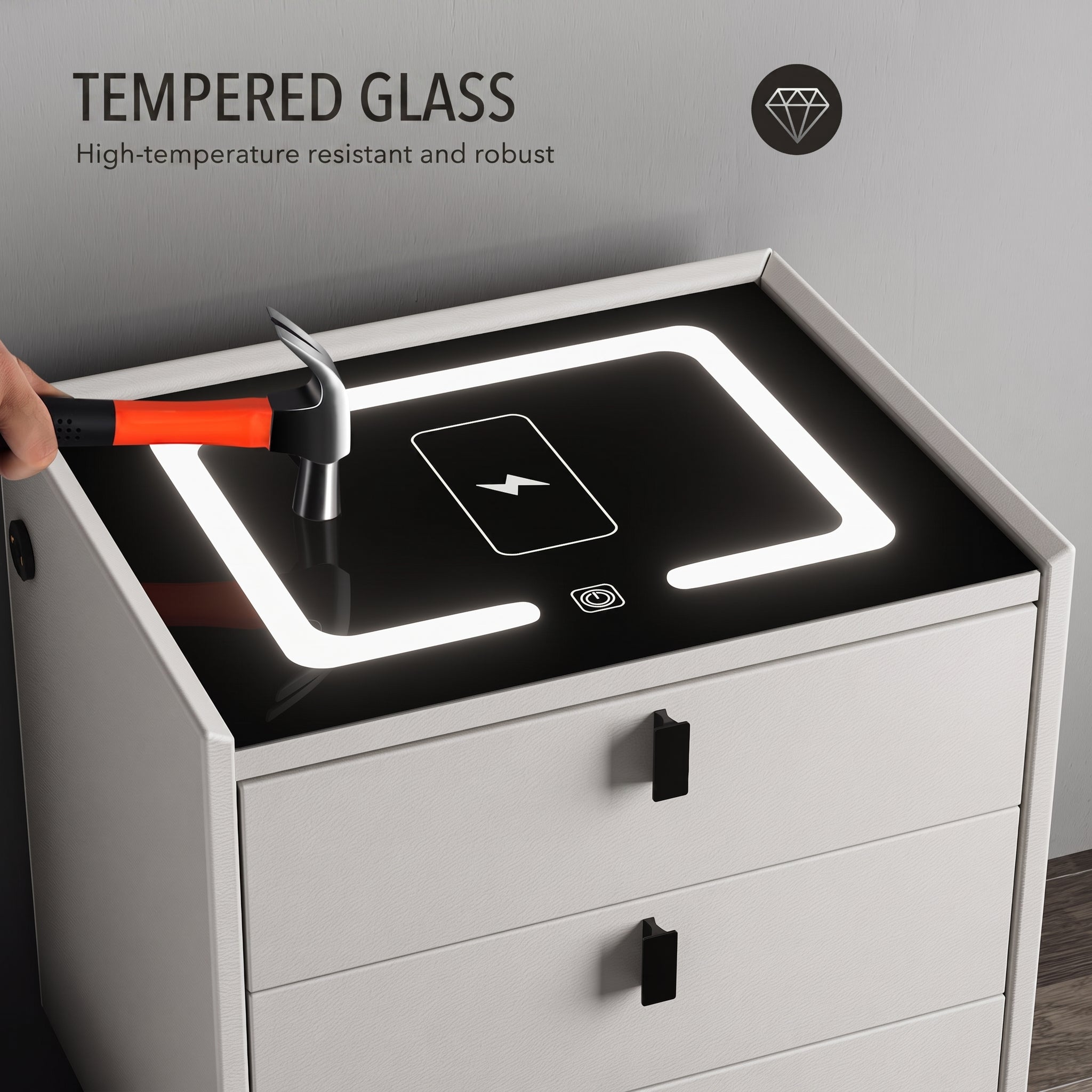 OYAJIA Modern Bedside Table with Storage for Bedroom
