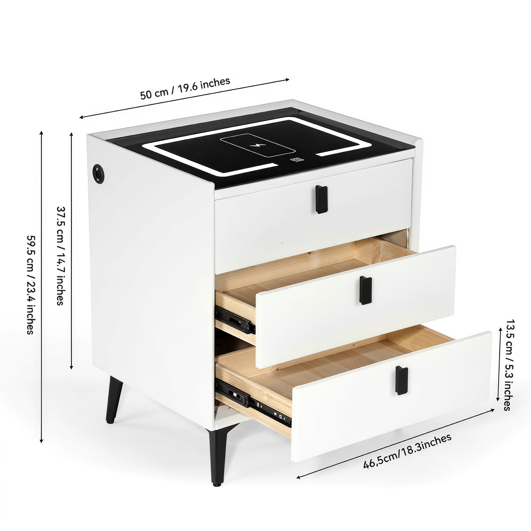 OYAJIA Modern Bedside Table with Storage for Bedroom