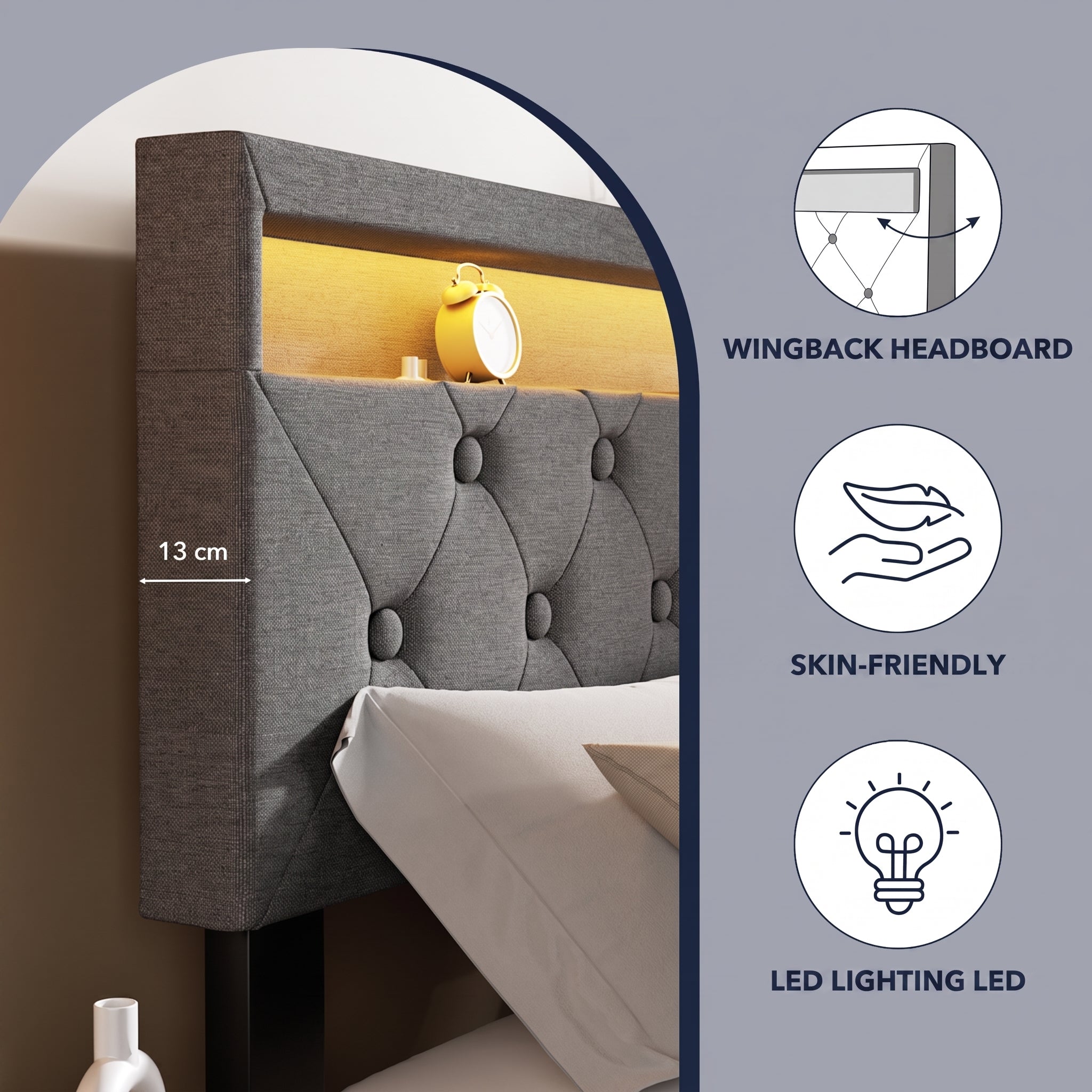 OYAJIA Modern Upholstered Bed Frame with Storage for Bedroom