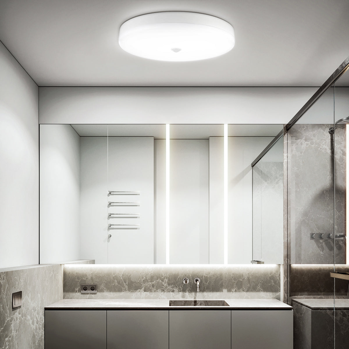 OYAJIA LED Motion Sensor Ceiling Light 18W, Cool White PIR Light for Hallway, Stairway and Balcony
